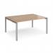 Adapt back to back desks 1600mm x 1200mm - silver frame, beech top E1612-S-B