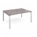 Adapt back to back desks 1600mm x 1200mm - silver frame, grey oak top E1612-S-GO