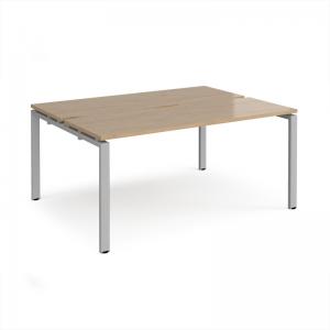 Adapt back to back desks 1600mm x 1200mm - silver frame, kendal oak