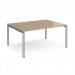 Adapt back to back desks 1600mm x 1200mm - silver frame, kendal oak top E1612-S-KO