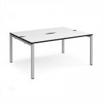 Adapt back to back desks 1600mm x 1200mm - silver frame, white top, black edge E1612-S-WK