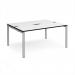 Adapt back to back desks 1600mm x 1200mm - silver frame, white top, black edge E1612-S-WK