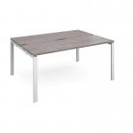 Adapt back to back desks 1600mm x 1200mm - white frame, grey oak top E1612-WH-GO