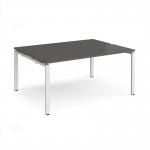 Adapt back to back desks 1600mm x 1200mm - white frame, storm grey top E1612-WH-OG