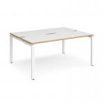 Adapt back to back desks 1600mm x 1200mm - white frame, white top with oak edging E1612-WH-WO