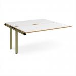 Adapt add on unit single 1600mm x 1600mm - green frame, white top, oak edge E1616-AB-GN-WO