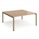 Adapt back to back desks 1600mm x 1600mm - green frame, beech top E1616-GN-B