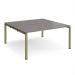 Adapt back to back desks 1600mm x 1600mm - green frame, grey oak top E1616-GN-GO