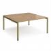 Adapt back to back desks 1600mm x 1600mm - green frame, oak top E1616-GN-O