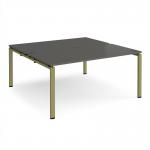 Adapt back to back desks 1600mm x 1600mm - green frame, storm grey top E1616-GN-OG