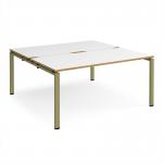 Adapt back to back desks 1600mm x 1600mm - green frame, white top, oak edge E1616-GN-WO