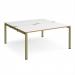 Adapt back to back desks 1600mm x 1600mm - green frame, white top, oak edge E1616-GN-WO