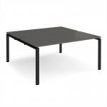 Adapt back to back desks 1600mm x 1600mm - black frame, storm grey top E1616-K-OG