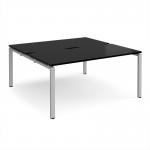 Adapt back to back desks 1600mm x 1600mm - silver frame, black top E1616-S-BK