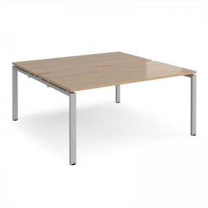 Adapt back to back desks 1600mm x 1600mm - silver frame, kendal oak