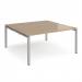 Adapt back to back desks 1600mm x 1600mm - silver frame, kendal oak top E1616-S-KO