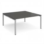 Adapt back to back desks 1600mm x 1600mm - silver frame, storm grey top E1616-S-OG