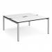 Adapt back to back desks 1600mm x 1600mm - silver frame, white top, black edge E1616-S-WK