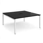 Adapt back to back desks 1600mm x 1600mm - white frame, black top E1616-WH-BK