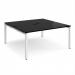 Adapt back to back desks 1600mm x 1600mm - white frame, black top E1616-WH-BK