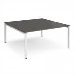 Adapt back to back desks 1600mm x 1600mm - white frame, storm grey top E1616-WH-OG