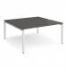 Adapt back to back desks 1600mm x 1600mm - white frame, storm grey top E1616-WH-OG