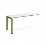 Adapt add on unit single 1600mm x 600mm - green frame, white top, oak edge E166-AB-GN-WO
