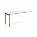 Adapt add on unit single 1600mm x 600mm - green frame, white top, oak edge E166-AB-GN-WO