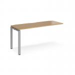 Adapt add on unit single 1600mm x 600mm - silver frame, oak top E166-AB-S-O