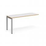 Adapt add on unit single 1600mm x 600mm - silver frame and white top with oak edging