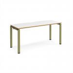 Adapt single desk 1600mm x 600mm - green frame, white top, oak edge E166-GN-WO