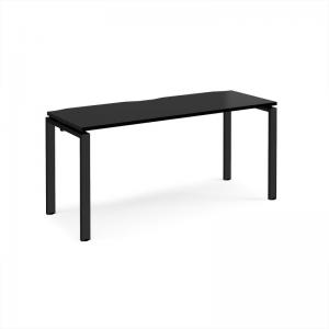 Adapt single desk 1600mm x 600mm - black frame, black top E166-K-BK