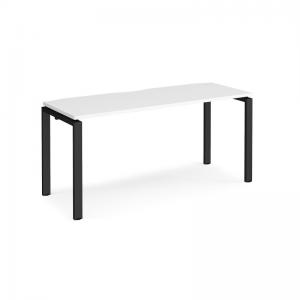 Adapt single desk 1600mm x 600mm - black frame, white top E166-K-WH