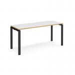 Adapt single desk 1600mm x 600mm - black frame, white top with oak edging E166-K-WO