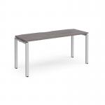 Adapt starter unit single 1600mm x 600mm - silver frame, grey oak top E166-SB-S-GO