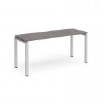 Adapt single desk 1600mm x 600mm - silver frame, grey oak top E166-S-GO