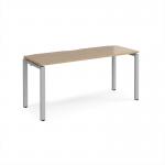 Adapt single desk 1600mm x 600mm - silver frame, kendal oak top E166-S-KO
