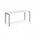 Adapt single desk 1600mm x 600mm - silver frame, white top E166-S-WH