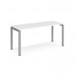 Adapt single desk 1600mm x 600mm - silver frame, white top E166-S-WH