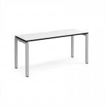 Adapt single desk 1600mm x 600mm - silver frame, white top, black edge E166-S-WK