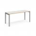 Adapt single desk 1600mm x 600mm - silver frame, white top with oak edging E166-S-WO