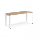 Adapt single desk 1600mm x 600mm - white frame, beech top E166-WH-B