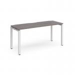 Adapt single desk 1600mm x 600mm - white frame, grey oak top E166-WH-GO