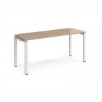 Adapt single desk 1600mm x 600mm - white frame, kendal oak top E166-WH-KO
