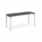 Adapt single desk 1600mm x 600mm - white frame, storm grey top E166-WH-OG