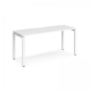 Adapt single desk 1600mm x 600mm - white frame, white top E166-WH-WH