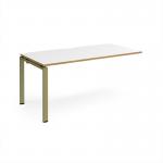 Adapt add on unit single 1600mm x 800mm - green frame, white top, oak edge E168-AB-GN-WO