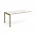 Adapt add on unit single 1600mm x 800mm - green frame, white top, oak edge E168-AB-GN-WO