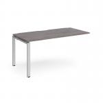 Adapt add on unit single 1600mm x 800mm - silver frame, grey oak top E168-AB-S-GO