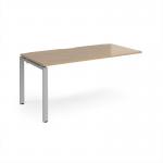 Adapt add on unit single 1600mm x 800mm - silver frame, kendal oak top E168-AB-S-KO